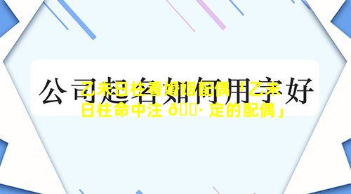 乙未日柱看婚姻配偶「乙未日柱命中注 🌷 定的配偶」